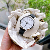  Shop Authentic Calvin Klein Evan White Dial Black Leather Strap Watch for Women - K7B231CY - Luxxuri