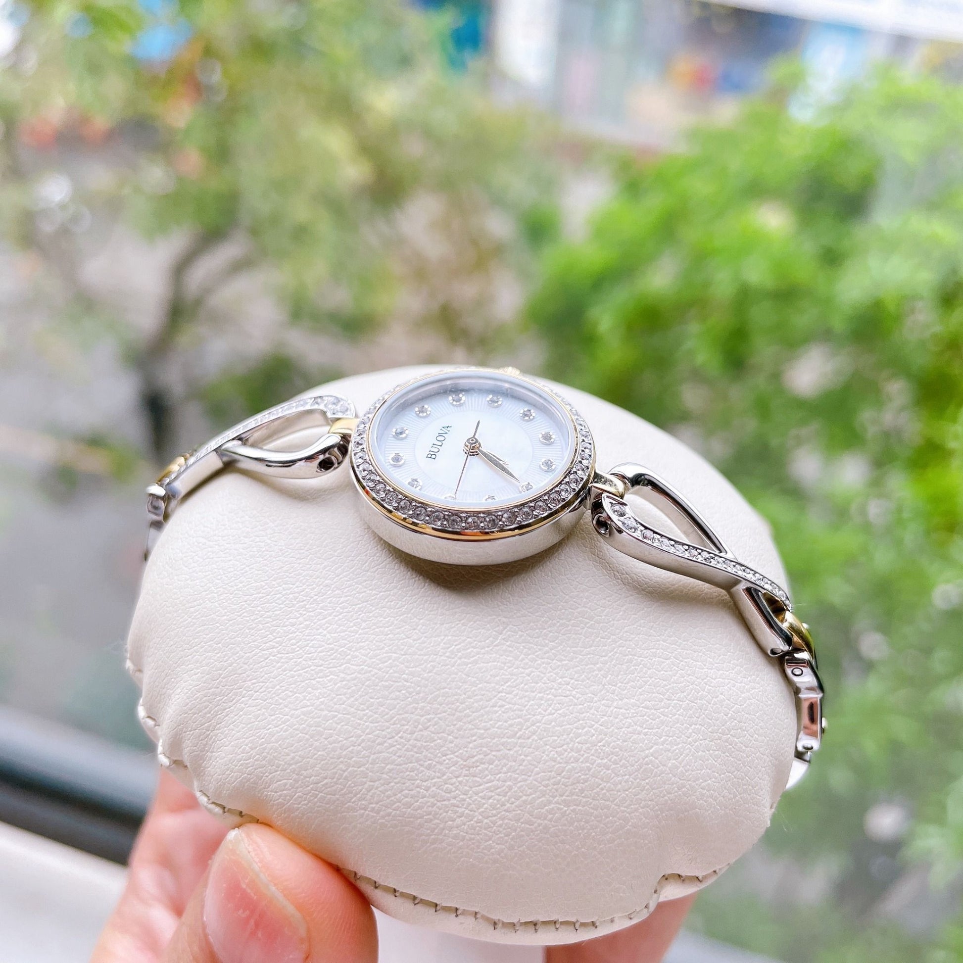  Shop Authentic Bulova Analog Crystals Mother of Pearl Dial Silver Steel Strap Watch for Women - 98X109 - Luxxuri