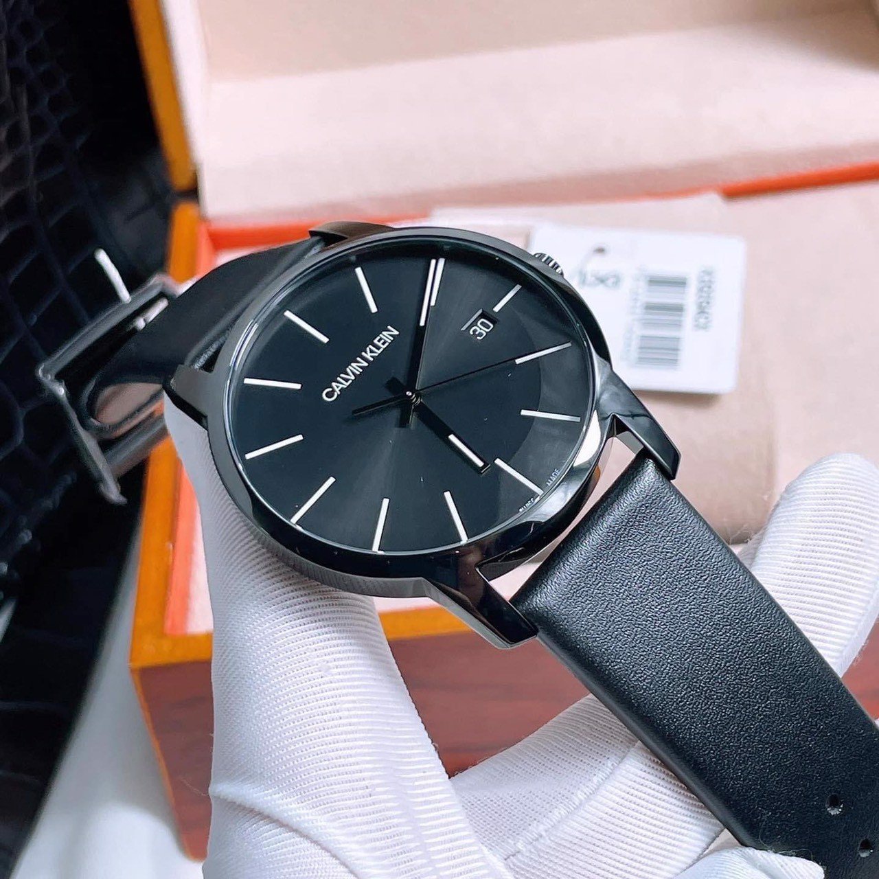  Shop Authentic Calvin Klein City Quartz Black Dial Black Leather Strap Watch for Men - K2G2G4CX - Luxxuri