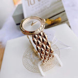  Shop Authentic Versace V-Flare Quartz Silver Dial Gold Steel Strap Watch for Women - VEBN00718 - Luxxuri