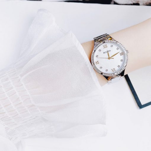  Shop Authentic Bulova Crystal Collection Mother of Pearl Dial Silver Steel Strap Watch for Women - 96L263 - Luxxuri