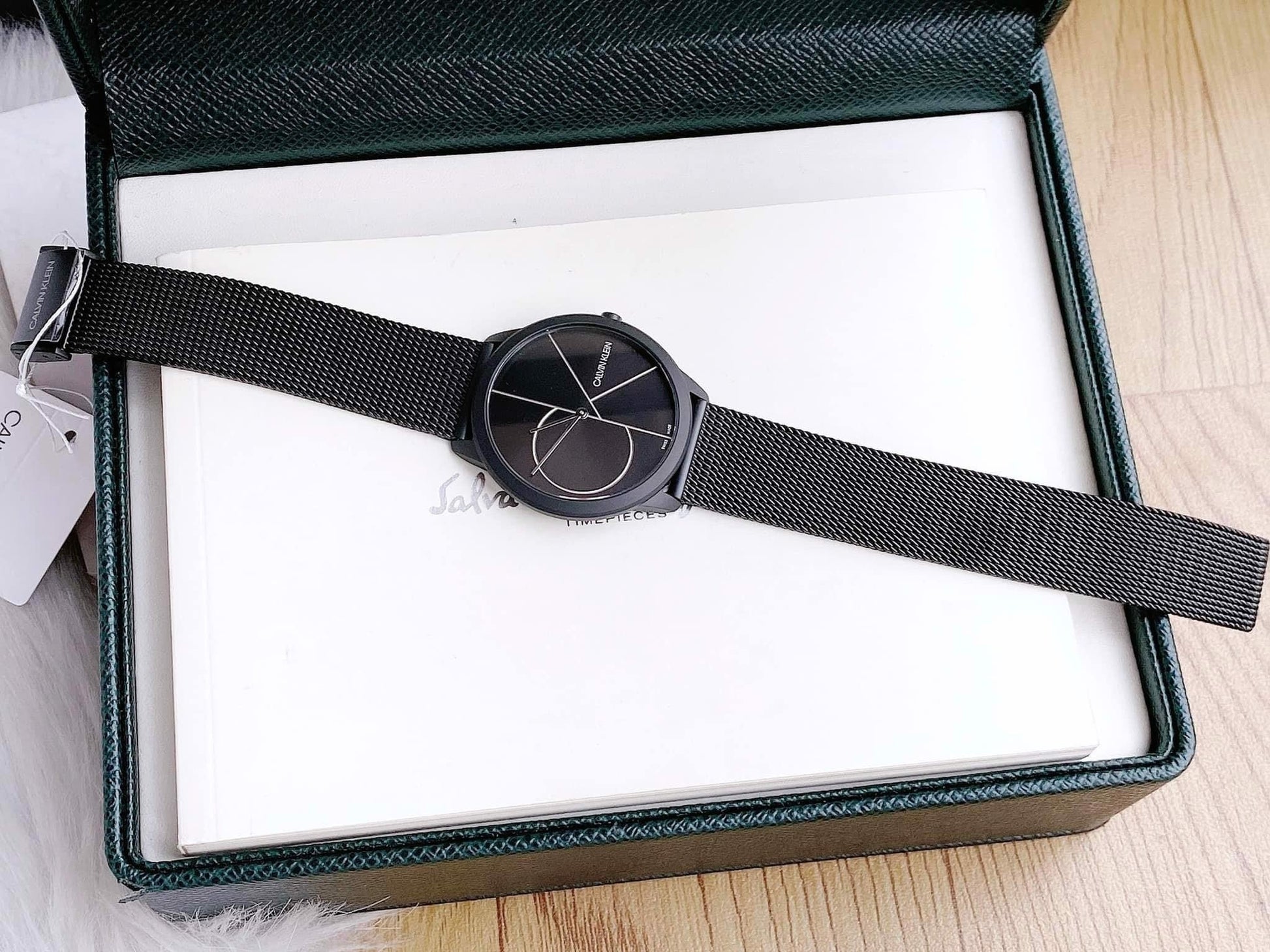  Shop Authentic Calvin Klein Minimal Black Dial Black Mesh Bracelet Watch for Men - K3M5145X - Luxxuri