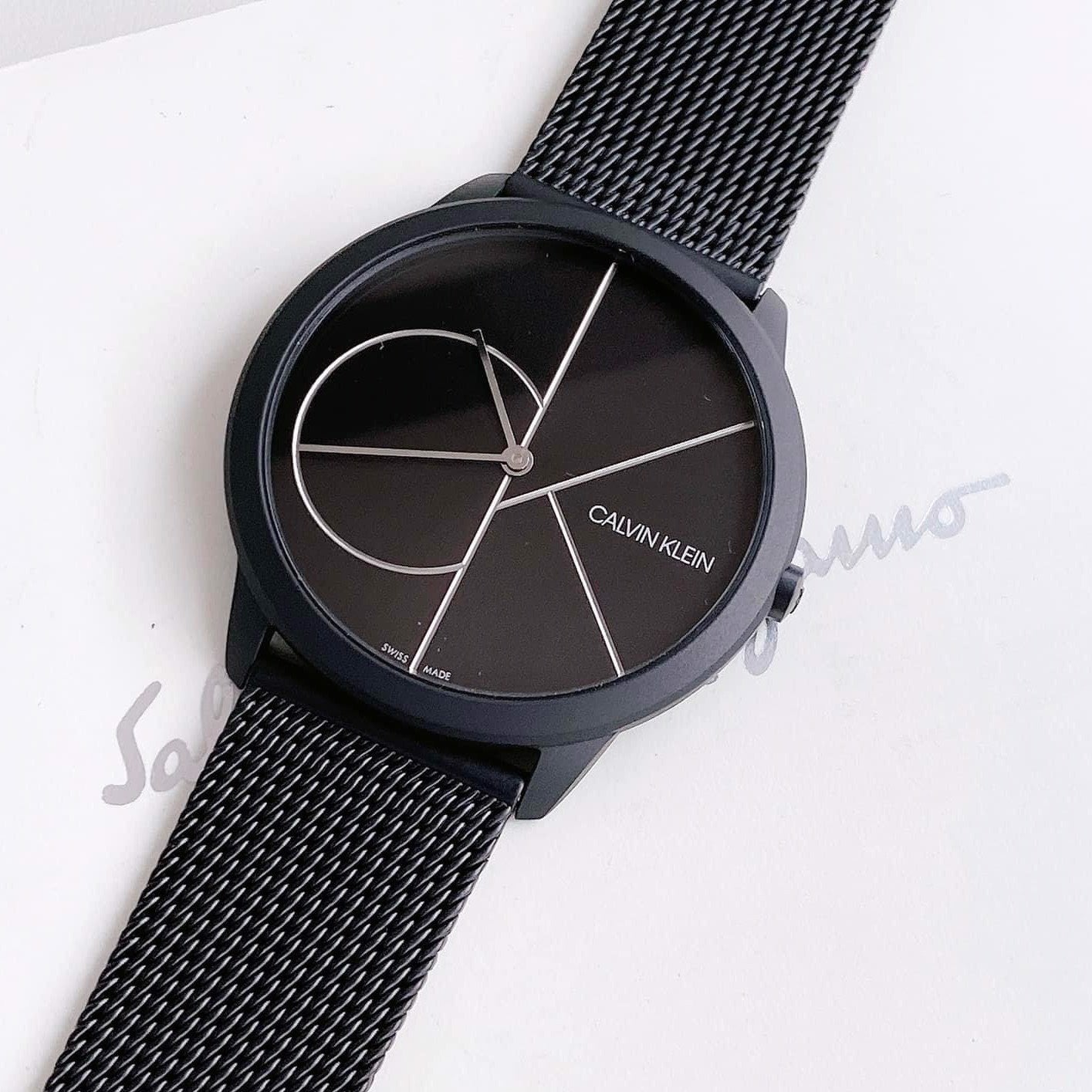  Shop Authentic Calvin Klein Minimal Black Dial Black Mesh Bracelet Watch for Men - K3M5145X - Luxxuri