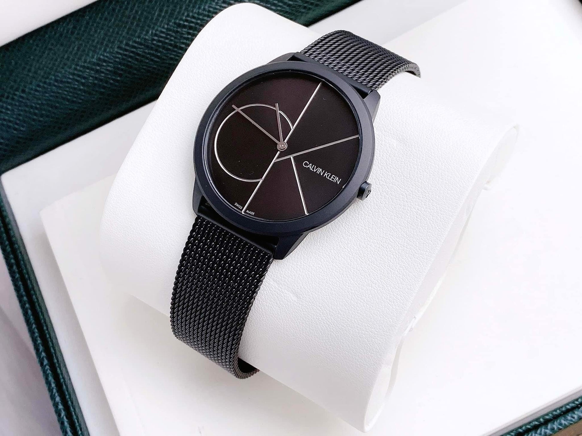  Shop Authentic Calvin Klein Minimal Black Dial Black Mesh Bracelet Watch for Men - K3M5145X - Luxxuri