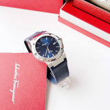  Shop Authentic Salvatore Ferragamo F-80 Classic Blue Dial Blue Leather Strap Watch for Men - SFDT00719 - Luxxuri