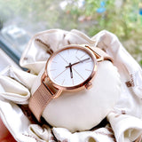  Shop Authentic Calvin Klein Even White Dial Rose Gold Mesh Bracelet Watch for Women - K7B23626 - Luxxuri