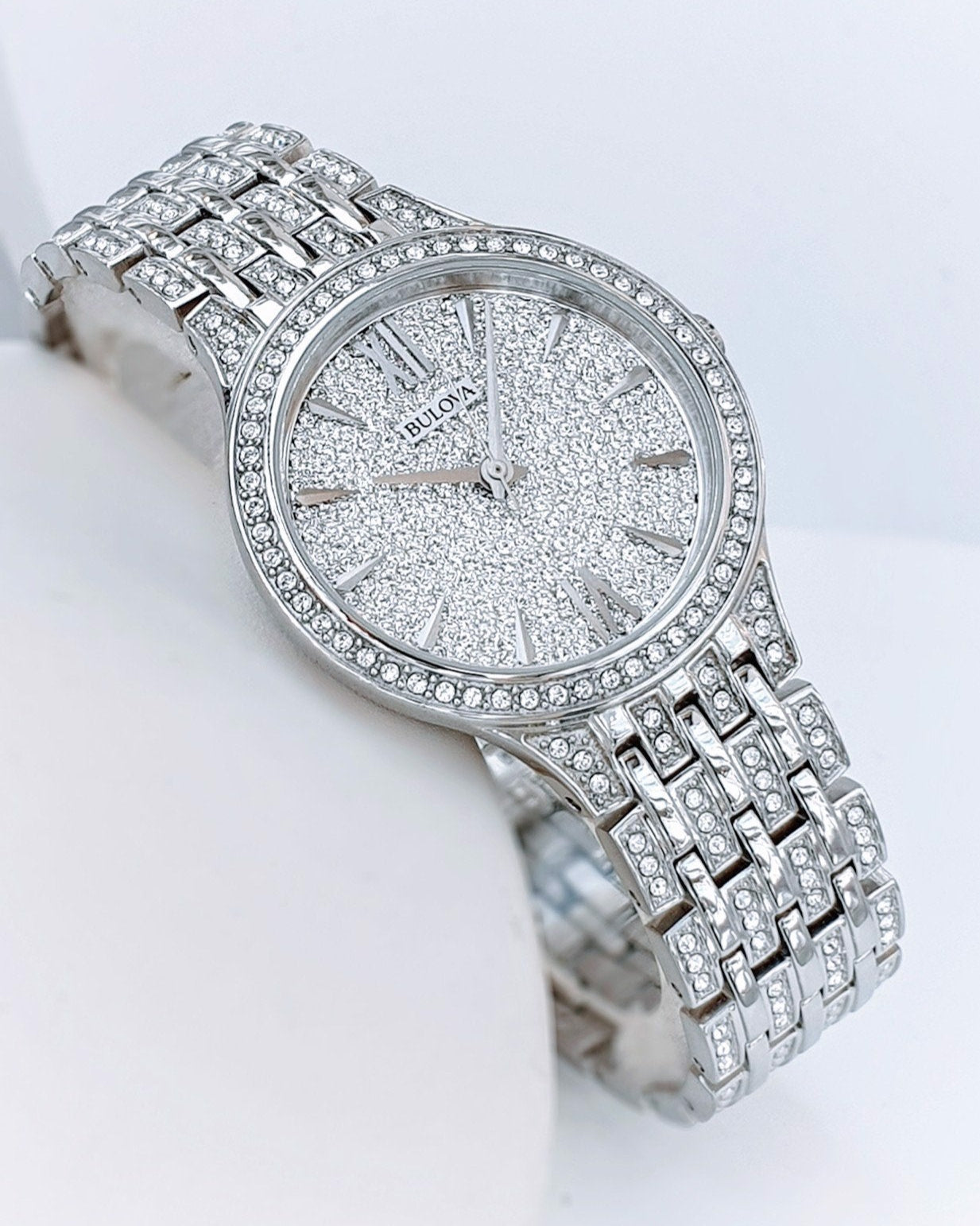 Bulova Crystal Collection Silver Dial Silver Steel Strap Watch for Women - 96L243