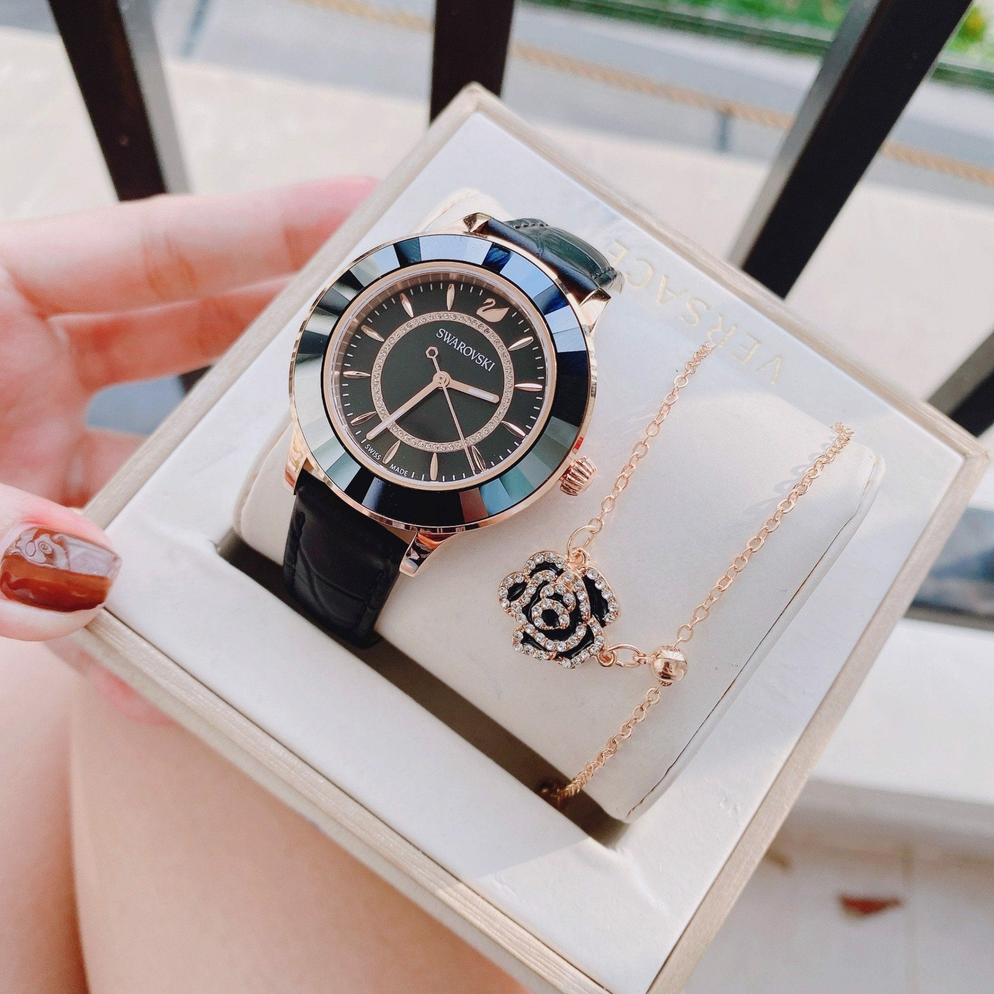  Shop Authentic Swarovski Octea Lux Black Dial Black Leather Strap Watch for Women - 5414410 - Luxxuri