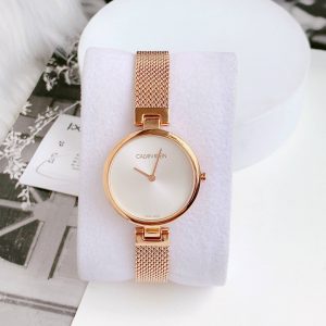  Shop Authentic Calvin Klein Authentic Silver Dial Rose Gold Mesh Bracelet Watch for Women - K8G23626 - Luxxuri