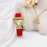 Shop Authentic Guess Fame Quartz Gold Dial Red Leather Strap Watch For Women - GW0504L2 - Luxxuri