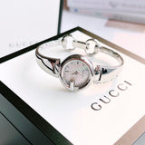  Shop Authentic Gucci Guccissima Diamonds Mother of Pearl Dial Silver Steel Strap Watch For Women - YA134303 - Luxxuri