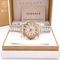  Shop Authentic Versace Chain Reaction Quartz White Dial Two Tone Steel Strap Watch for Men - VEDY00519 - Luxxuri