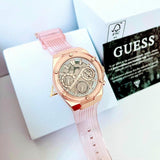  Shop Authentic Guess Athena Rose Gold Dial Rose Gold Rubber Strap Watch for Women - GW0409L3 - Luxxuri