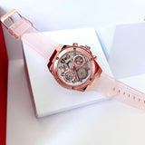  Shop Authentic Guess Athena Rose Gold Dial Rose Gold Rubber Strap Watch for Women - GW0409L3 - Luxxuri