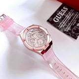  Shop Authentic Guess Athena Rose Gold Dial Rose Gold Rubber Strap Watch for Women - GW0409L3 - Luxxuri