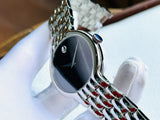  Shop Authentic Movado Classic Quartz Black Dial Silver Steel Strap Watch for Men - 0606337 - Luxxuri