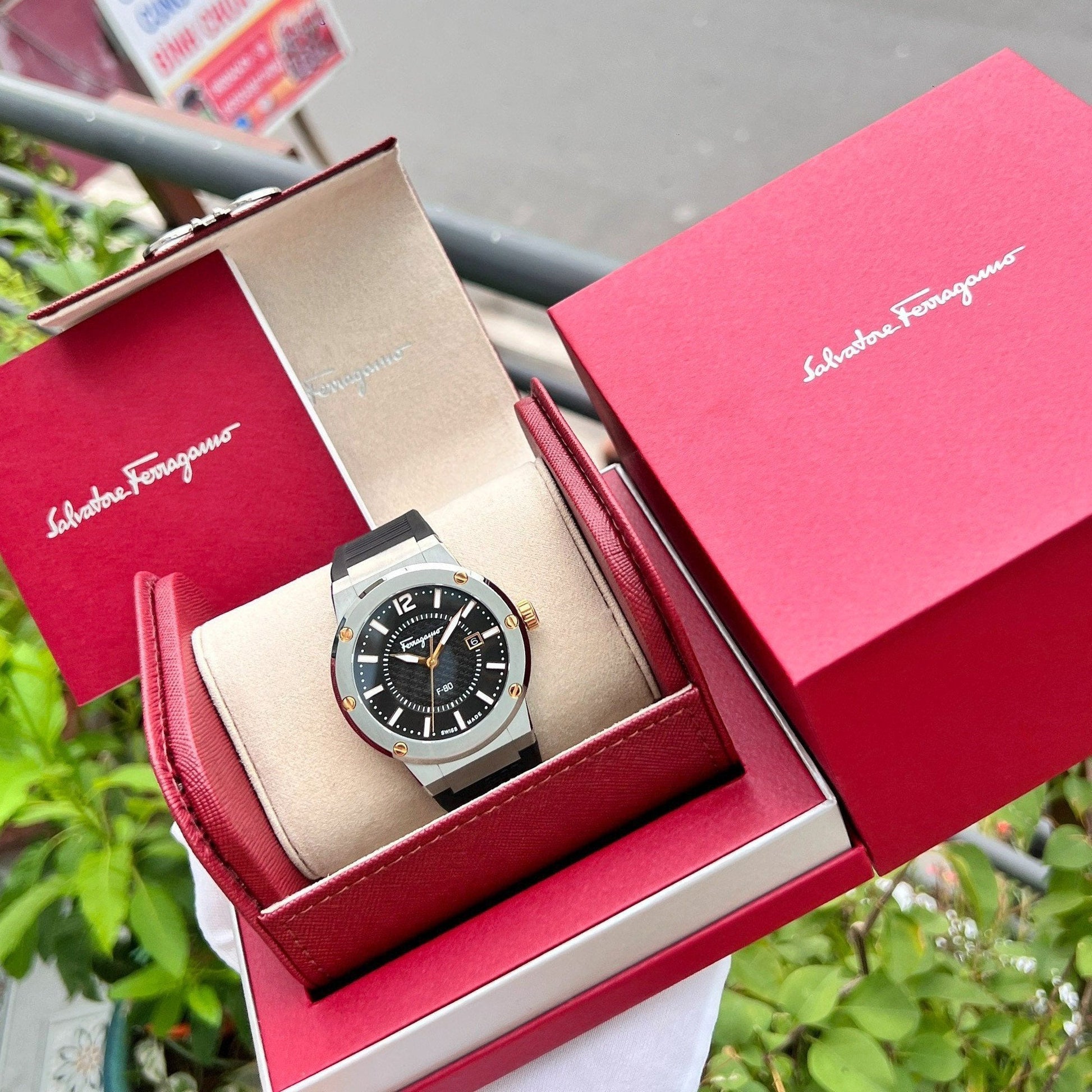  Shop Authentic Salvatore Ferragamo F-80 Black Dial Black Rubber Strap Watch For Men - SFHY00120 - Luxxuri