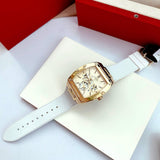  Shop Authentic Guess Phoenix Multifunction Gold Dial White Leather Strap Watch for Men - GW0202G6 - Luxxuri