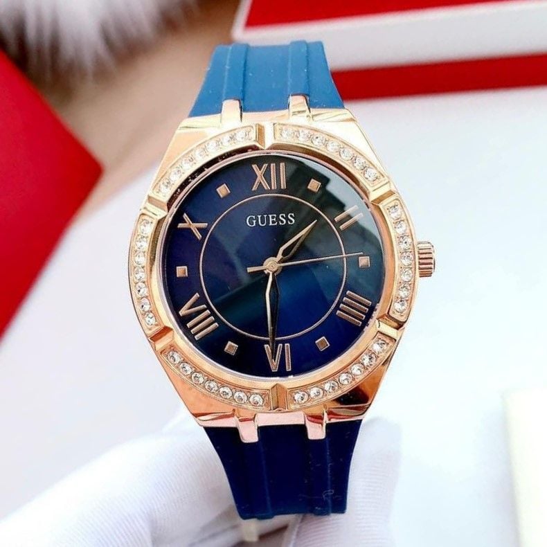  Shop Authentic Guess Cosmo Diamonds Blue Blue Dial Blue Silicone Strap Watch for Women - GW0034L4 - Luxxuri
