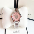  Shop Authentic Gucci G Timeless Quartz Mother of Pearl Pink Dial Silver Steel Strap Watch for Women - YA1264166 - Luxxuri