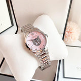  Shop Authentic Gucci G Timeless Quartz Mother of Pearl Pink Dial Silver Steel Strap Watch for Women - YA1264166 - Luxxuri