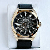  Shop Authentic Fossil Everett Automatic Skeleton Black Dial Black Leather Strap Watch for Men - ME3208 - Luxxuri