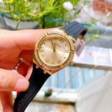  Shop Authentic Guess Cosmo Diamonds Gold Dial Black Rubber Strap Watch for Women - GW0034L1 - Luxxuri