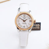  Shop Authentic Tissot T-Classic Powermatic 80 Mother of Pearl Silver Dial White Leather Strap Watch For Women - T108.208.26.117.00 - Luxxuri