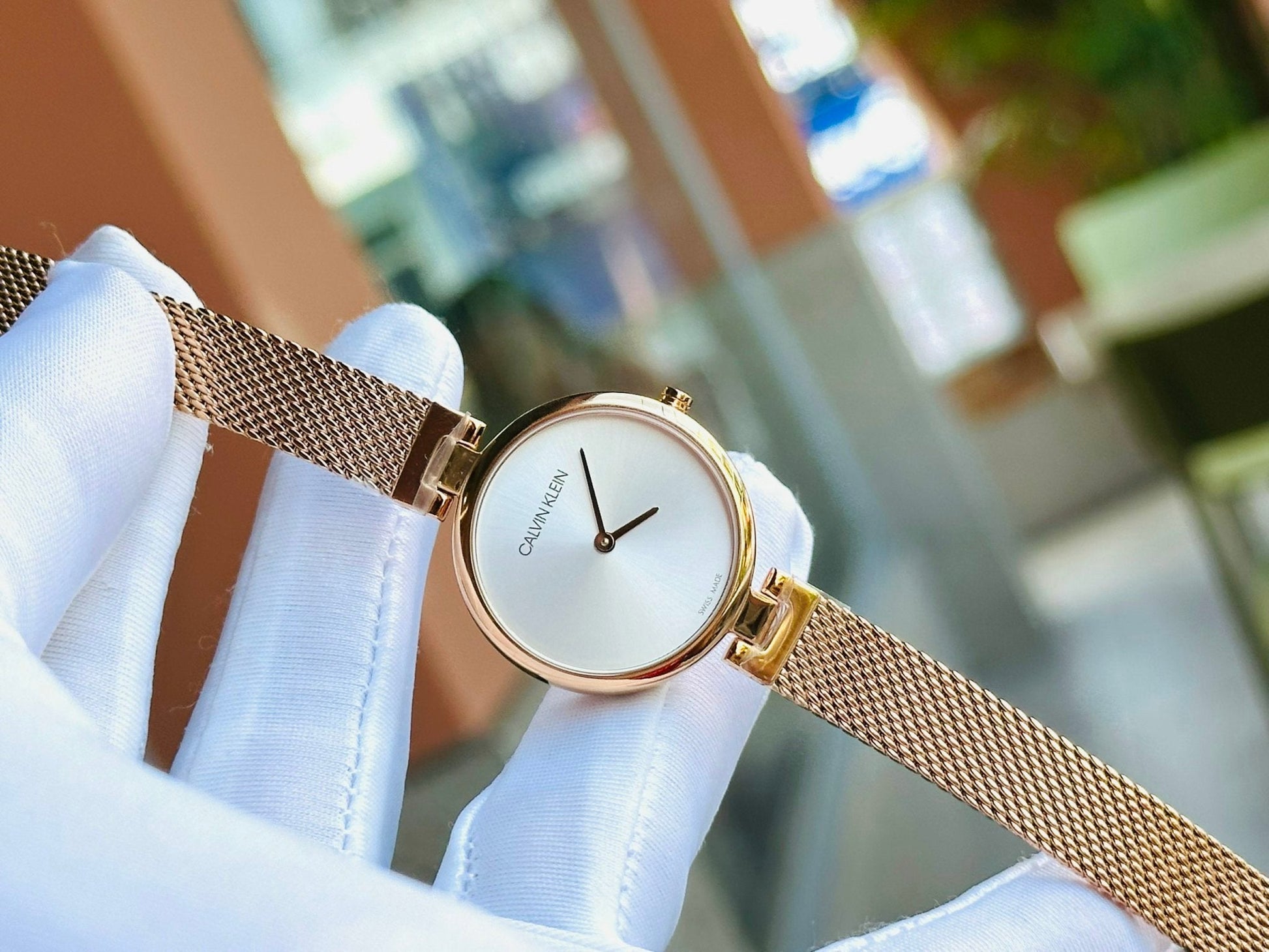  Shop Authentic Calvin Klein Authentic Silver Dial Rose Gold Mesh Bracelet Watch for Women - K8G23626 - Luxxuri
