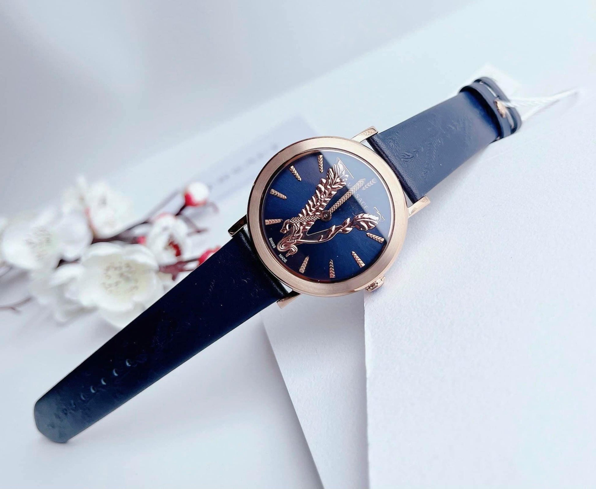  Shop Authentic Versace Virtus Quartz Blue Dial Blue Leather Strap Watch for Women - VEHC00419 - Luxxuri