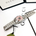  Shop Authentic Gucci G Timeless Quartz Mother of Pearl Pink Dial Silver Steel Strap Watch For Women - YA1265013 - Luxxuri