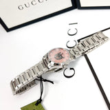  Shop Authentic Gucci G Timeless Quartz Mother of Pearl Pink Dial Silver Steel Strap Watch For Women - YA1265013 - Luxxuri
