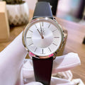  Shop Authentic Calvin Klein Minimalist White Dial Black Leather Strap Watch for Men - K3M211C6 - Luxxuri