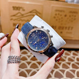  Shop Authentic Guess Marina Chronograph Blue Dial Blue Denim Strap Watch For Women - W1057L1 - Luxxuri