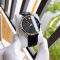  Shop Authentic Movado Ultra Slim Black Dial Black Leather Strap Watch For Men - 0607086 - Luxxuri