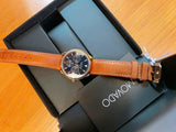  Shop Authentic Movado Heritage Celestograf Navy Blue Dial Brown Leather Strap Watch For Women - 3650010 - Luxxuri