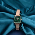  Shop Authentic Daniel Wellington Quadro Studio Green Dial Rose Gold Mesh Strap Watch For Women - DW00100520 - Luxxuri