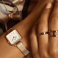  Shop Authentic Daniel Wellington Quadro Studio White Dial Rose Gold Mesh Strap Watch For Women - DW00100517 - Luxxuri