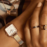  Shop Authentic Daniel Wellington Quadro Studio White Dial Rose Gold Mesh Strap Watch For Women - DW00100517 - Luxxuri