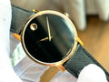 Movado Museum Classic Black Dial Black Leather Strap Watch for Men - 0607196