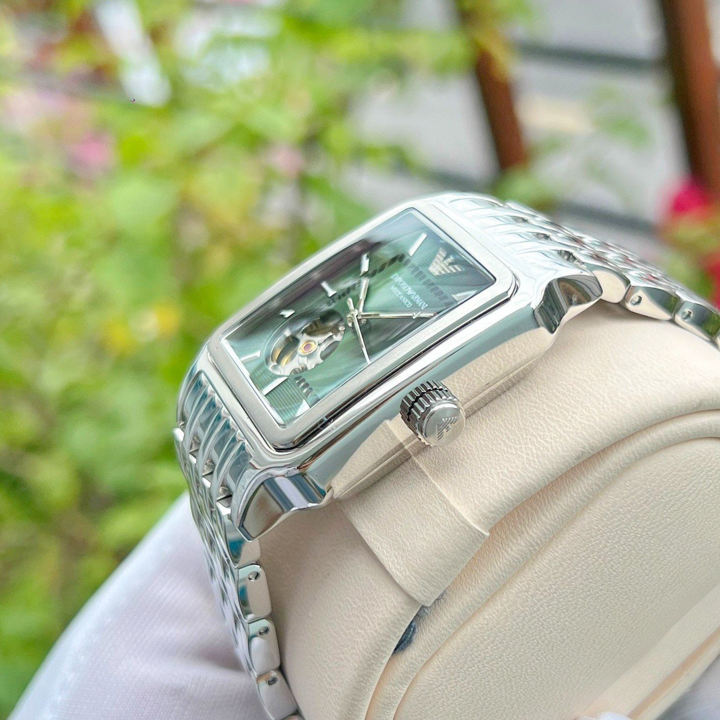  Shop Authentic Emporio Armani Meccanico Automatic Green Dial Silver Steel Strap Watch For Men - AR60067 - Luxxuri