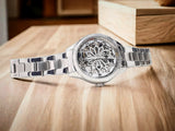  Shop Authentic Fossil Rye Automatic Skeleton Silver Dial Silver Steel Strap Watch for Women - BQ3753 - Luxxuri