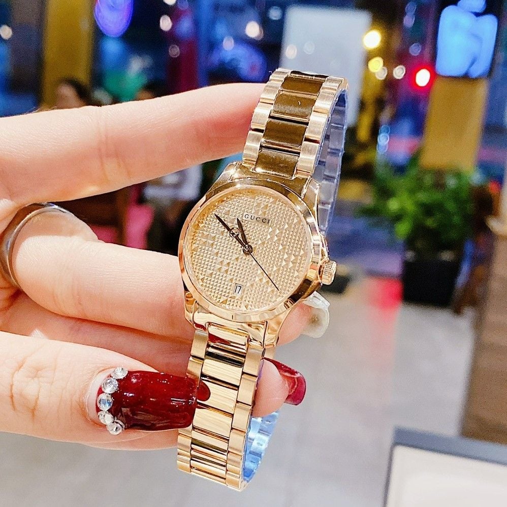  Shop Authentic Gucci G Timeless Quartz Rose Gold Dial Rose Gold Steel Strap Watch For Women - YA126567 - Luxxuri