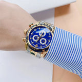  Shop Authentic Versace V-Ray Chronograph Quartz Blue Dial Two Tone Steel Strap Watch For Men - VE2I01021 - Luxxuri