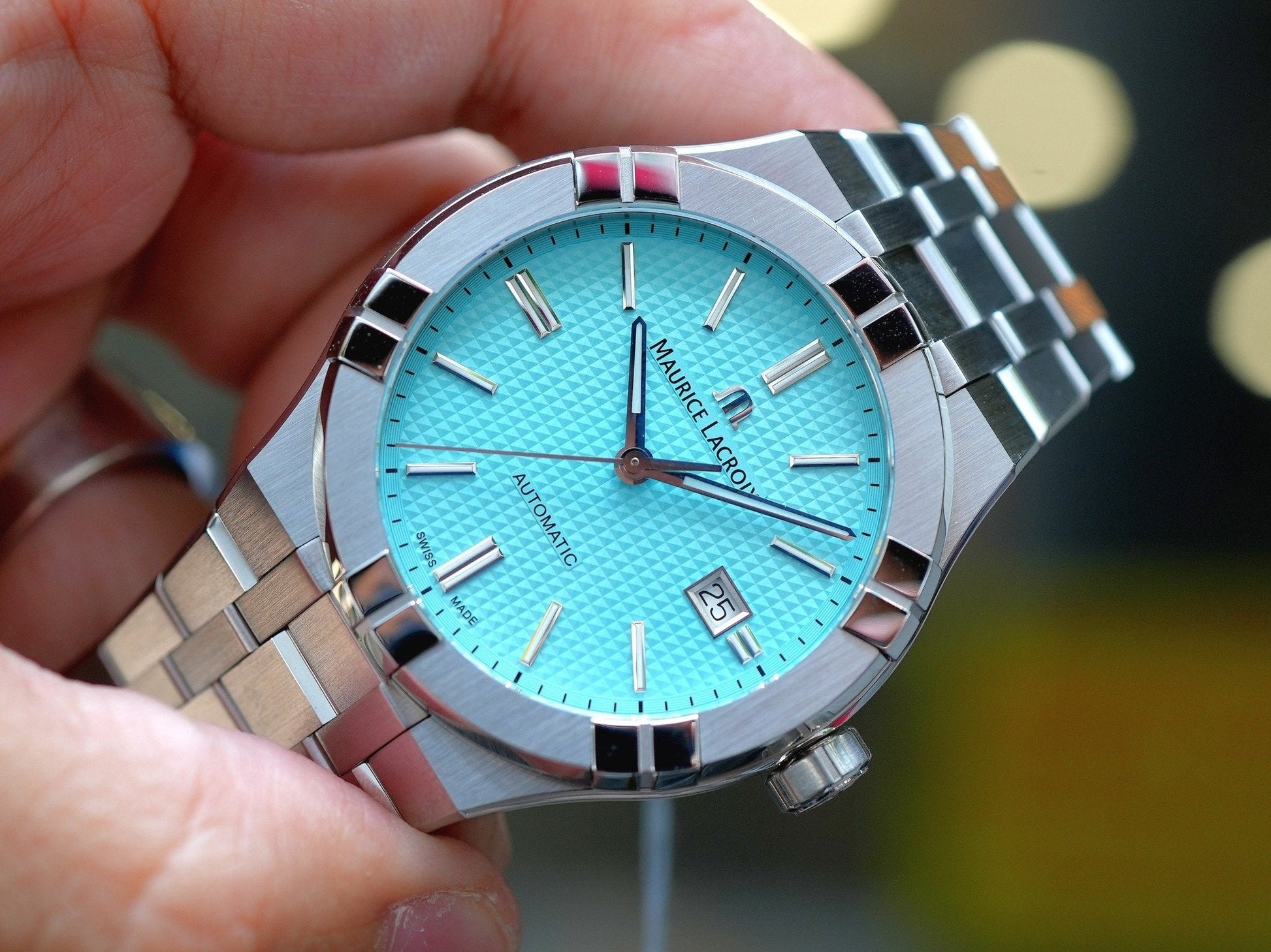  Shop Authentic Maurice Lacroix Aikon Automatic Sky Blue Dial Silver Steel Strap Watch For Men - AI6008-SS00F-431-C - Luxxuri