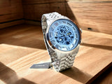  Shop Authentic Fossil Townsman Automatic Skeleton Blue Dial Silver Steel Strap Watch for Men - ME3073 - Luxxuri