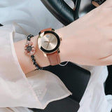  Shop Authentic Movado Bold Gold Dial Brown Leather Strap Watch for Women - 3600437 - Luxxuri