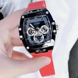  Shop Authentic Guess Phoenix Multifunction Black Dial Red Rubber Strap Watch for Men - GW0203G4 - Luxxuri