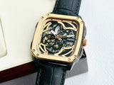  Shop Authentic Fossil Inscription Automatic Skeleton Rose Gold Dial Black Leather Strap Watch for Men - BQ2572 - Luxxuri