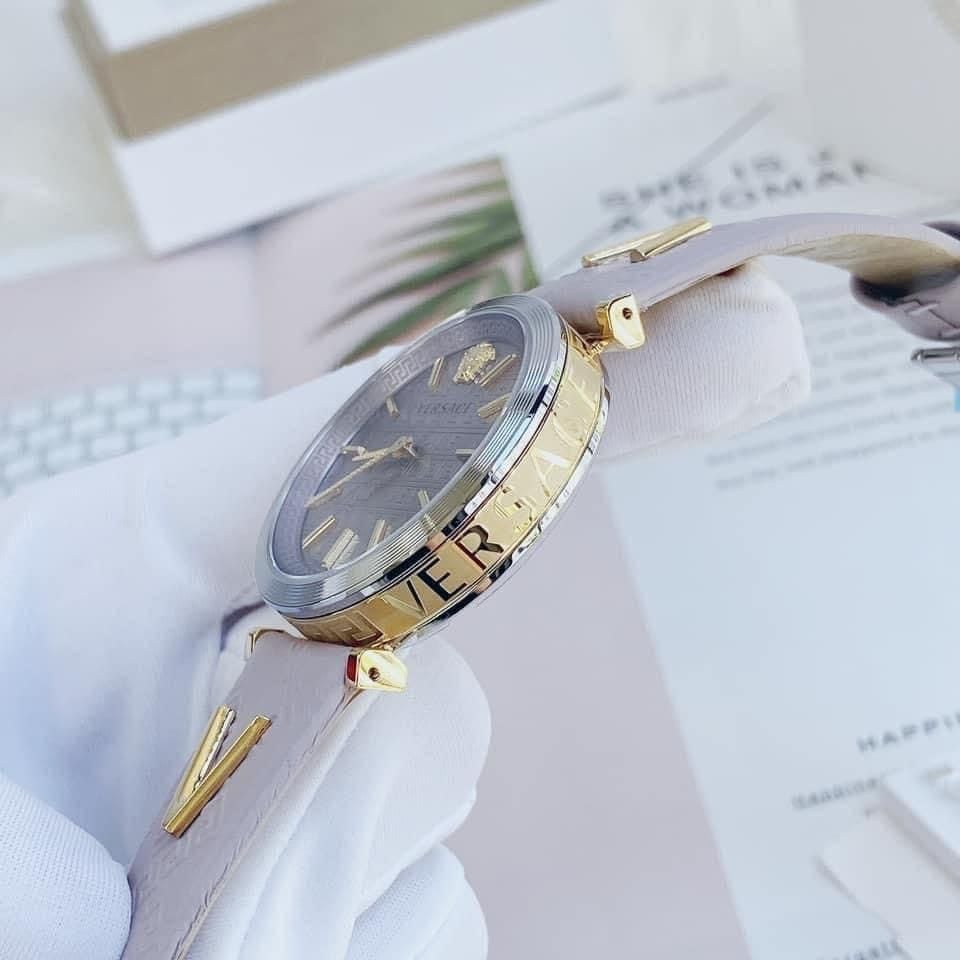  Shop Authentic Versace V-Twist Quartz Purple Dial Purple Leather Strap Watch for Women - VELS00219 - Luxxuri